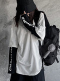 Harajuku Long Sleeve T-shirt Women Autumn Patchwork Fake Two-piece Korean Fashion Casaul Oversized T Shirt