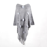 Hairball Knitted Women Sweater Autumn Winter Shawls Ladies White Pullover Knitted Shawl Outwear Cape Poncho