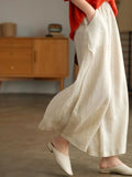Summer Women's Wide-leg Pants Simple Solid Color Loose Casual Straight All-match Cotton and Linen Women's Nine-point