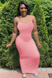 Cute Strap Sleeveless Solid Midi Sheath Tank