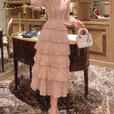 Pink Lace Woman Dresses 2023 Autumn Long-sleeve Floral Embroidery Elegant Party Maxi Dress Woman Bud