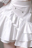 Clothes Fashion Two Piece Set for Women Sweet Puff Sleeve Crop Tops Irregular Ruffles A-line Skirt Suit Fashion Y2k