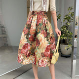 Skirts Women High Waist Temperament Jacquard A-line Jupe Fashion Floral Korean Elegant Skirt 2023 Faldas Mujer De