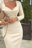 for Women Sexy Bodycon Dresses Autumn Winter Female Slim Buttocks French Midi Robe Elegant Ladies Long Sleeve Party