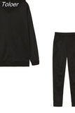 Tracksuit Women Two Piece Set Autumn Winter Loose Hood Sweatshirt Pullover Pants Suit Streetwear Casual Female
