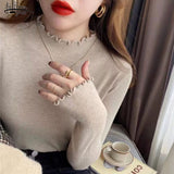 2022 Pullover Elegant Knitted Sweater Women Fashion New Jumper Bottoming Long Sleeve Knit Top Ruched Sweater Mujer