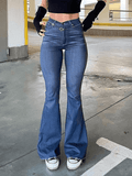 Washed Push Up Flare Leg Jeans-Outfit