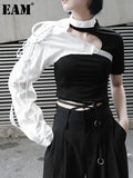Women One-sided Long-sleeved Accessories Irregular Personality Blouse New Lapel Shirt Fashion Spring Summer 2023