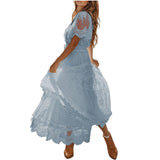Women's Wish V-Neck Short-Sleeved Lace Dress For Summer