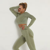 Sets Skinny Tracksuit Breathable Bra Long Sleeve Top Seamless Outfits High Waist Push Up Leggings Gym Clothes Sport