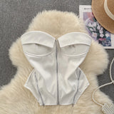 Locomotive Pure Hot Girl Breast Vest Autumn Zipper Short Design Sense Niche Beautiful Blouse