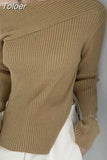 Woman Sweaters Off Shoulder Split Knit Y2K Tops Elegant Women's Sweater Pullovers Fashion Pull Femme Jumper Fall