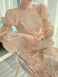 Party Spring Vintage Fairy Dresses Women Sexy Party Elegant Chic Midi Dress female retro court Casual Holiday evening Ladie Dress