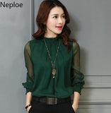 Womens Tops Chiffon Blouse Korean Summer Woman Clothes Stand Neck Elegant Ladies Work Wear Shirts Fashion Blusas De