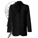Toloer Temperament Sexy Suit 2024 Spring New Fashion Mesh Stereo Flounce Irregular Loose Straight Tube Coat-Outfit
