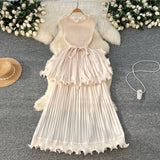 Luxury High-End Feeling Sleeveless Dress Women's Summer Lotus Leaves Side Waist Temperament Niche Chic Beautiful Long