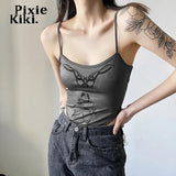 Cyber Y2k Printed Spaghetti Strap Bodysuit Sexy Backless Tank Tops Women 2023 Summer Clothes Streetwear