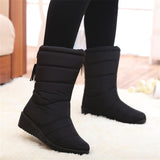 New Winter Boots Women Waterproof Snow Boots Female Faux Fur Plush Warm Shoes For Women Down Boots Mid-calf botas de