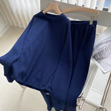 2021 Autumn Women Waffle Cotton Sweatshirt Suit Oversized Sets Female Loose Sweatshirt + Long Pants Suits Short