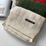 New Autumn Winter Plaid Weaving Scarf Korean Edition Solid Color Cold Proof Warm Neck Protection Knitted Wool Neck