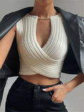 And Winter Repair Chain Decoration Design Cross-Knit Sweater Bottom