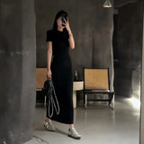 Dress Women's New French Temperament Round-Neck Short-Sleeves Long-Sleeved Baggage Dresses For Women's 2025