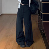 Black Quick Dry Broad Leg Trousers Women Spring And Autumn High Waist Hanging Feeling Straight Loose Trousers