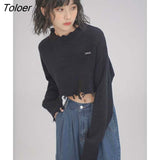 Cropped Pullovers Women High Street Y2k Clothes Knitted Autumn Clothing Harajuku Casual Sweaters Pull Femme All-match