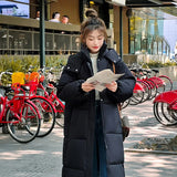 Korean Advanced Sense Hooded Coffee Color Long Cotton Coat Female Autumn And Winter Loose Cotton-Padded Jacket Fashion Temperament Cotton Clothes-Outfit