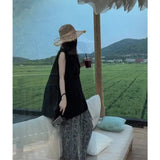 With Black Loose Sleeveless Top Design Loose Thin Casual Pants Women Summer