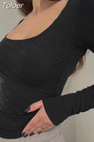 Sleeve U Neck Crop Top Women Sexy Y2K Female Slim Tight Tee Casual Summer Tee Clothes Streetwear Brown women