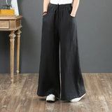 Summer Harem Pant Women's Cotton Linen Pants Casual Loose Trouser Women Cotton Oversize Pockets Wide Leg Flares