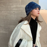 Women Black Soft Keep Warm Fishermen Hat New Round Dome Temperament Fashion Tide All-match Autumn Winter 2022