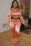 Hoodies Cropped Top and Pants Long Sleeve