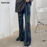 High Waist Long Flare Pant Bell Bottom Korean Summer Tie Dye Contrast Print Sexy Slim Harajuku Streetwear Cute