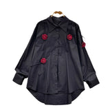 Niche Design Three-Dimensional Flower Shirt Women's Autumn Loose Thin Ocean To Reduce The Age Of Chic Light Luxury