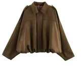And Winter Women's New Velvet Texture Effect Pilot Long-Sleeved Jacket