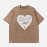 Love Print Short-Sleeved T-Shirt Women's Summer New Water Wash To Make Old Design Feel Bottoming Top