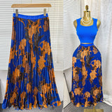 Tight Waist High Waist Crums Sweet A-Shaped Skirt Women's Long Print 100-Fold