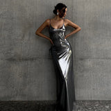 Toloer 2024 Sexy Metal Color A Long Women's Dress Dress-Outfit