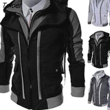 Men Autumn Winter Zip Hooded Thick Warm Fake Two Pieces Sports Sweatshirt Coat Winter Thick Warm Zipper Hooded