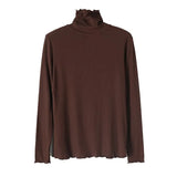 Women Multicolor Gray Brief High Elastic SlimT-shirt New Turtleneck Long Sleeve Fashion Tide Spring Autumn 2023