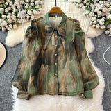 Ancient Port Style Design Sense Niche Shirt Women Autumn New French Temperament Age Reduction Lantern Sleeve