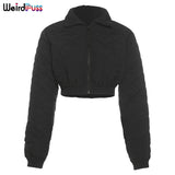 Weird Puss Chic Heart-Shaped Short Jacket Women Warmth Stretchy Turn-Down Collar Sweatshirt Autumn Trend Casual Long Sleeve