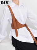 Pu Leather Black Irregular Split Joint Strap Belt Personality Women New Fashion Tide All-match Spring Autumn 2023