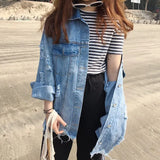 Denim Women's Jackets Lapel Batwing Long Sleeve Tassel Hem Designer Hole Loose Big Size Oversized Coats Female 2023