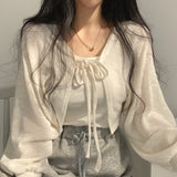 Aesthetic Tie Knitted Cardigan-Outfit