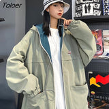 Double Side Jackets Women Hooded Streetwear Boyfriend Outerwear Retro Baseball Loose Harajuku Cargo Coats Ins