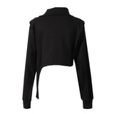 2023 turtleneck full sleeves asymmetrical zippers fold asymmetrical autumn and Autumn pullover sweatshirt female top