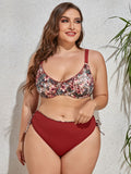 Size Printed V-Neck Drawstring Bikini